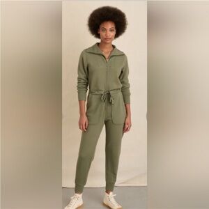 Nwt Alex Mill‎ Womens Olive Green Sweatshirt Zip Up Jumpsuit Comfy Cotton XS